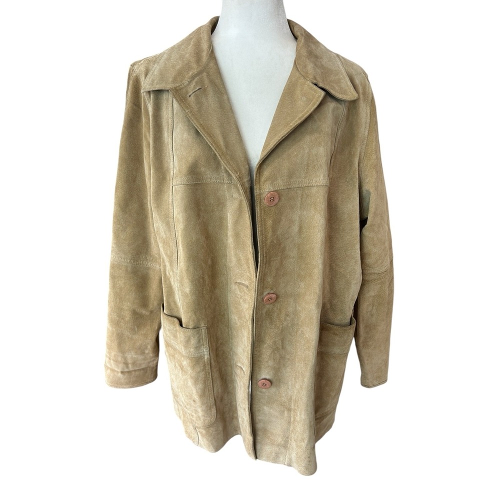 Utex Designs Suede Leather Shirt Jacket Shacket XL Tan Western Outdoor Indie